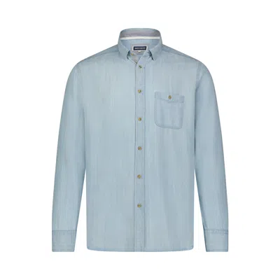 American Heritage Lite Blue Tencel Denim Long Sleeve Shirt In Multi