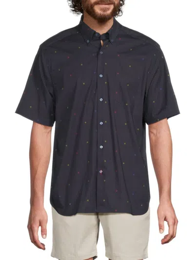 American Heritage Men's Rainbow Print Short-sleeve Shirt In Blue