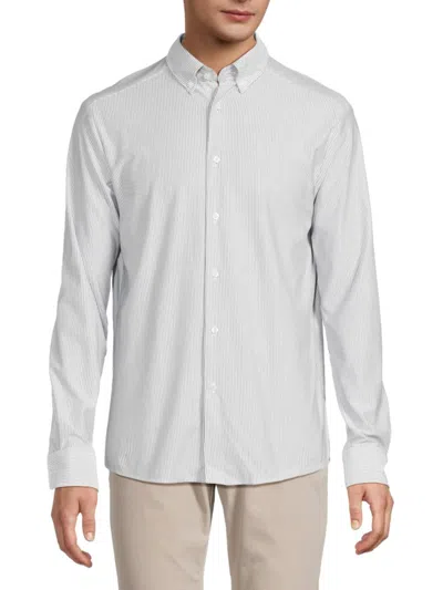 American Heritage Men's Striped Button Down Shirt In White
