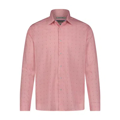 American Heritage Red Blue Pin Dot Hidden Button Down Long Sleeve Shirt