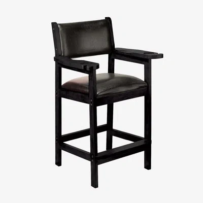 American Heritage Spectator Chair – Padded Leather Seat, Armrests, And Built-in Cue & Drink Holder In Black