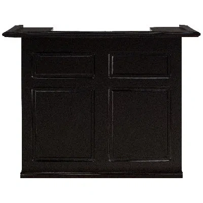 American Heritage Trenton Solid Wood Home Bar - Black Finish With Decorative Front Panels, Adjustable Shelves, Wine Gl