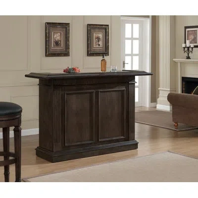 American Heritage Valor Home Bar - Rustic Black Finish With Wine Rack, Glass Stemware Holders, Adjustable Shelves & Am