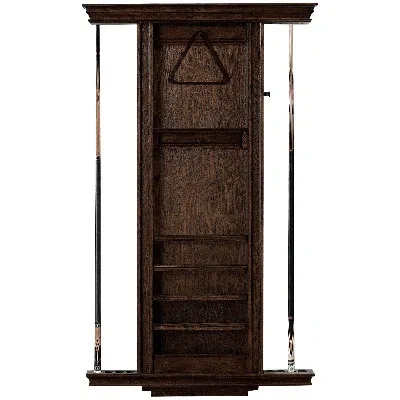 American Heritage Venice Wall Cue Rack - Holds 8 Cues With Storage For Balls, Racks, Chalk & Accessories In Rustic Brown