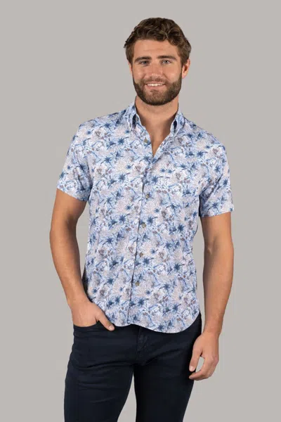 American Heritage White With Blue & Brown Floral Shirt