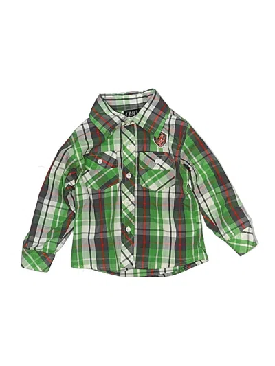 Pre-owned American Hero Kids' Long Sleeve Button Down Shirt In Green