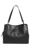 American Leather Co. Lenox Leather Satchel In Black Croco