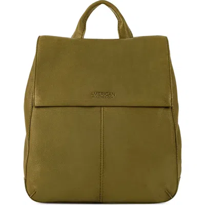American Leather Co. Liberty Leather Flap Backpack In Soft Olive Smooth