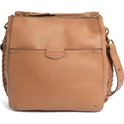 American Leather Co. Luca Triple Pocket Leather Crossbody Bag In Nutmeg