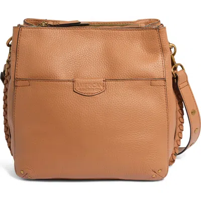 American Leather Co. Luca Triple Pocket Leather Crossbody Bag In Vachetta
