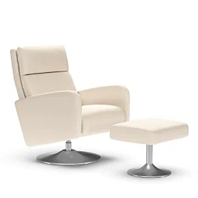 American Leather Luca Comfort Relax Swivel Chair In Dolce Cream