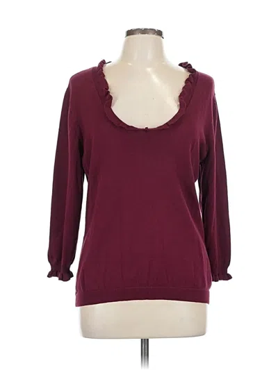 Pre-owned American Living 3/4 Sleeve Top Burgundy Sweetheart Neckline Tops