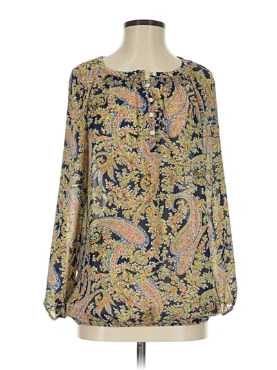 Pre-owned American Living Long Sleeve Blouse In Gold