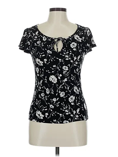 Pre-owned American Living Short Sleeve Top Black Keyhole Neckline Tops