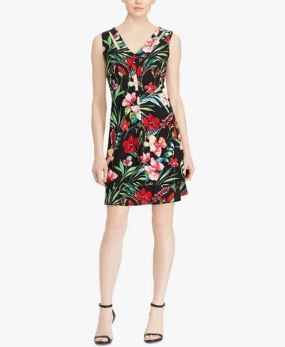 American Living Trish Sleeveless Cut Out Casual Dress In Black/pink/multi