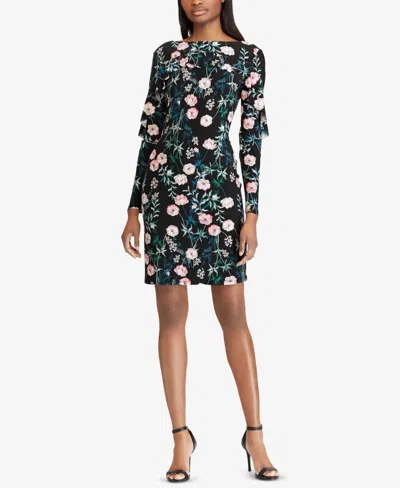 American Living Women's Floral Print Layered Dress In Black Multi