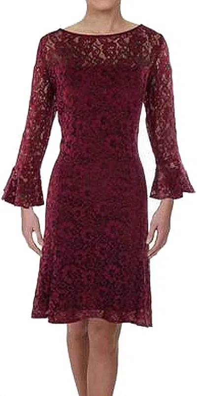 American Living Women's Ruffled Lace Dress In Wine In Burgundy