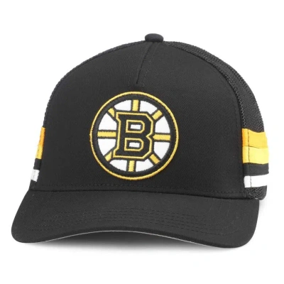 American Needle Black Boston Bruins Hotfoot Stripes Trucker Adjustable Hat