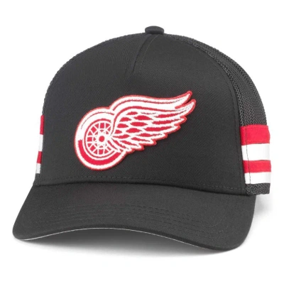 American Needle Black Detroit Red Wings Hotfoot Stripes Trucker Adjustable Hat