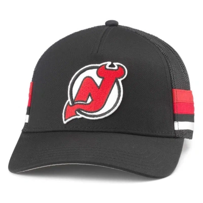 American Needle Black New Jersey Devils Hotfoot Stripes Trucker Adjustable Hat