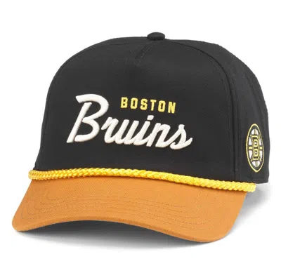 American Needle Black/gold Boston Bruins Roscoe Washed Twill Adjustable Hat In Yellow