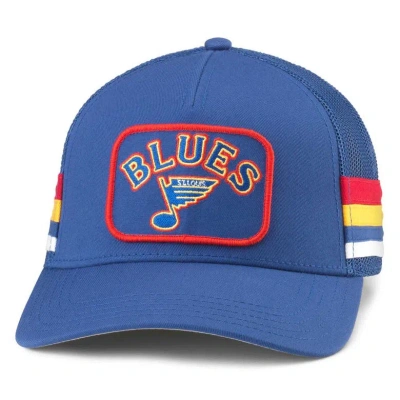 American Needle Blue St. Louis Blues Hotfoot Stripes Trucker Adjustable Hat