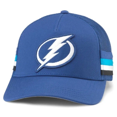 American Needle Blue Tampa Bay Lightning Hotfoot Stripes Trucker Adjustable Hat