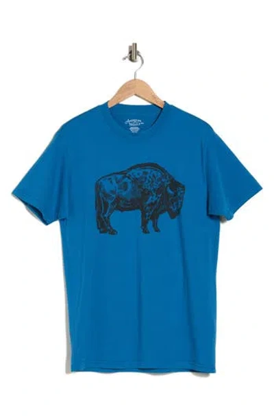 American Needle Buffalo Cotton Graphic T-shirt In Royal Remove Texas