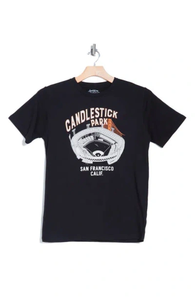 American Needle Candlestick Park Cotton Graphic T-shirt In Black