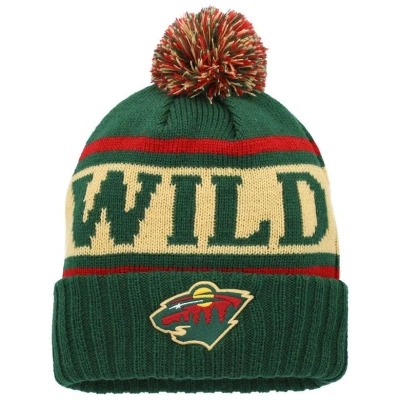 American Needle Men's  Green, Gold Minnesota Wild Pillow Line Cuffed Knit Hat With Pom In Green,gold