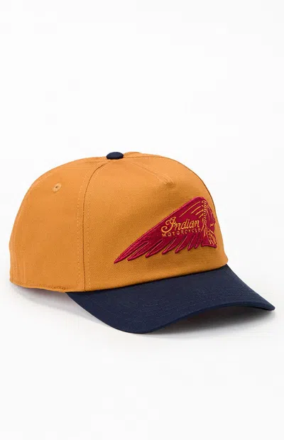 American Needle Indian Motorcycle Rosco Snapback Hat In Yellow In Brown