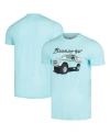 AMERICAN NEEDLE MEN'S AMERICAN NEEDLE AQUA DISTRESSED BRONCO BRASS TACKS T-SHIRT