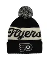 American Needle Men's Black/cream Philadelphia Flyers Adeline Cuffed With Pom Knit Hat In Black,cream