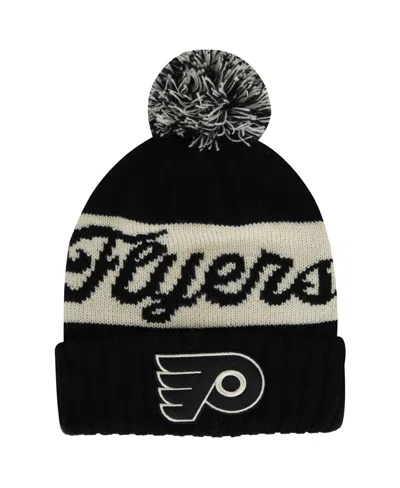 American Needle Men's Black/cream Philadelphia Flyers Adeline Cuffed With Pom Knit Hat In Black,cream