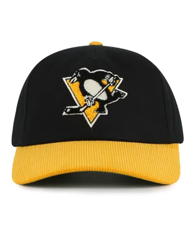 American Needle Men's Black/gold Pittsburgh Penguins Burnett Adjustable Hat In Black,gold