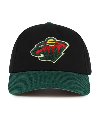 American Needle Men's Black/green Minnesota Wild Burnett Adjustable Hat In Black,green