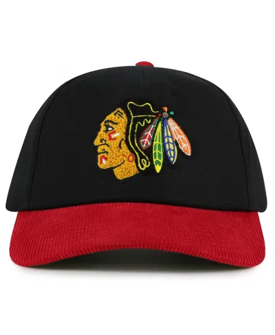 American Needle Men's Black/red Chicago Blackhawks Burnett Adjustable Hat