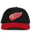 American Needle Men's Black/red Detroit Red Wings Burnett Adjustable Hat In Black,red