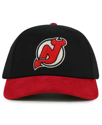 American Needle Men's Black/red New Jersey Devils Burnett Adjustable Hat In Black,red