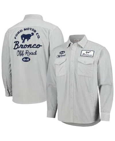 American Needle Men's Gray Bronco Reynolds Corduroy Button-up Long Sleeve Shirt