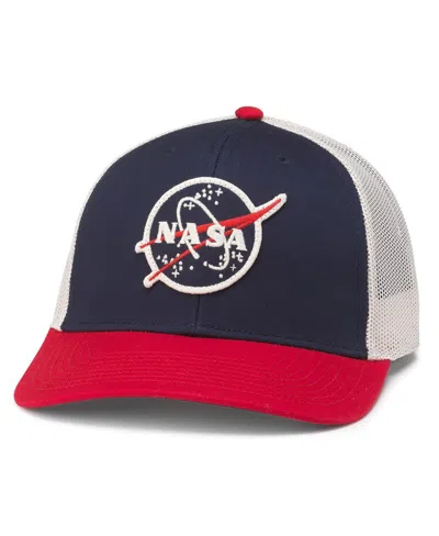 American Needle Men's Navy/red Nasa Back Range Trucker Adjustable Hat In Navy,red