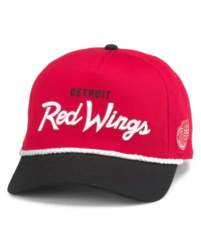 American Needle Men's Red/black Detroit Red Wings Roscoe Washed Twill Adjustable Hat In Red,black
