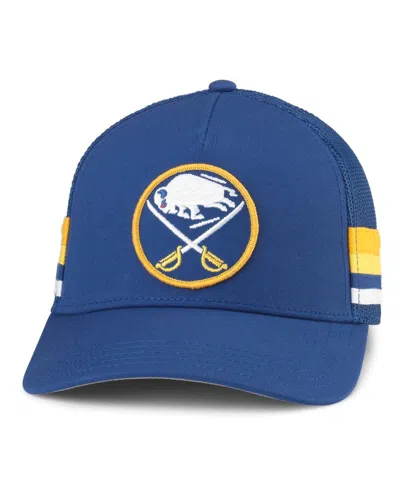 American Needle Men's Royal Buffalo Sabres Hotfoot Side Stripes Adjustable Trucker Hat In Blue