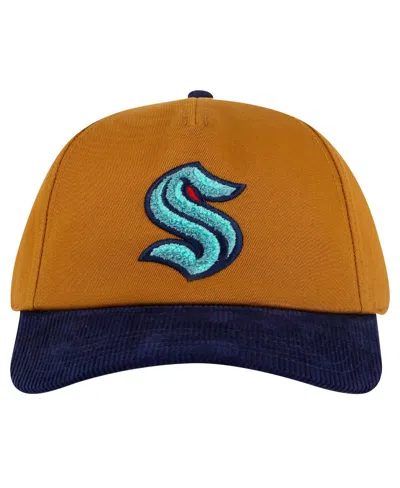 American Needle Men's Tan/deep Sea Blue Seattle Kraken Burnett Adjustable Hat In Tan,navy
