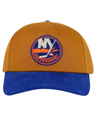 American Needle Men's Tan/royal New York Islanders Burnett Adjustable Hat In Tan,royal