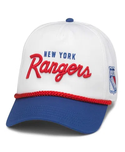 American Needle Men's White/blue New York Rangers Roscoe Washed Twill Adjustable Hat