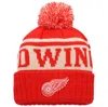 AMERICAN NEEDLE AMERICAN NEEDLE RED/WHITE DETROIT RED WINGS PILLOW LINE CUFFED KNIT HAT WITH POM
