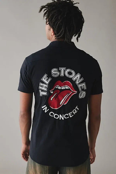 American Needle The Rolling Stones Embroidered Short Sleeve Button-down Shirt Top In Black, Men's At Urban Outfitter