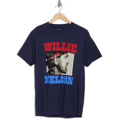 American Needle Willie Nelson Graphic Print T-shirt In Navy/cream