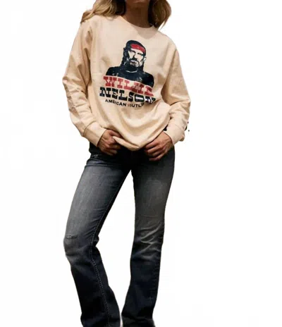 American Needle Willie Nelson Sunday Fleece Crew Sweater In Beige In Neutral